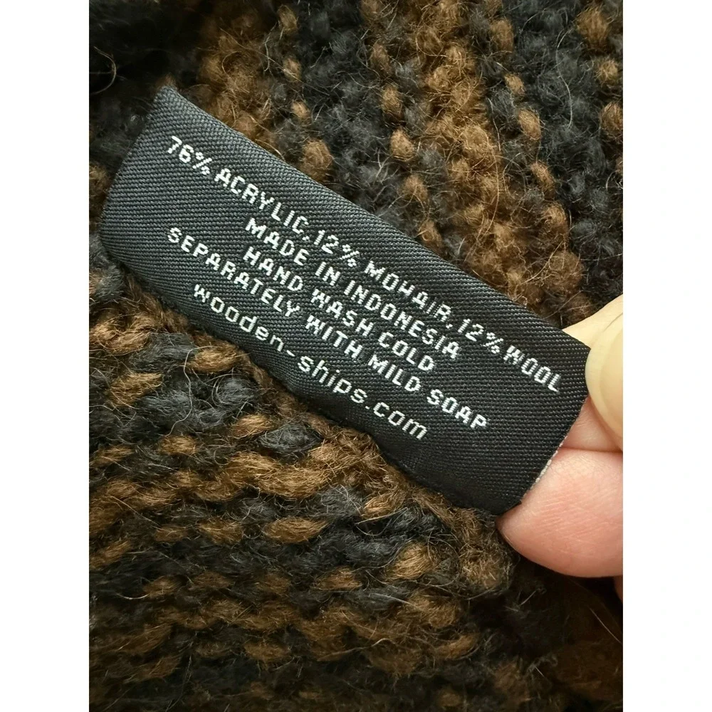 Wooden Ships Striped Scarf One Size Wool Mohair Hipster Cozy Chunky Knit Winter